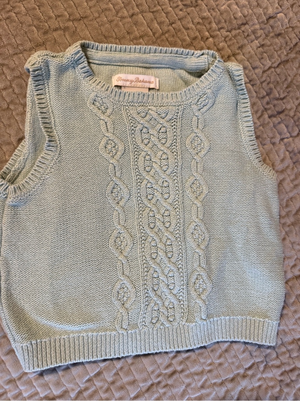 Tommy Bahama Pale Blue Cable Knit Sleeveless Tank